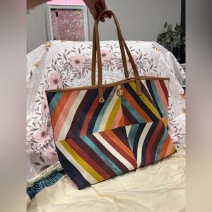 Tory Burch Multicolor Geometric Stripe Tote